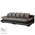 Bigsofa Rexburg mit Schlaffunktion & LED - Dunkelbraun / Schlamm