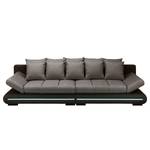 Bigsofa Rexburg mit Schlaffunktion & LED - Dunkelbraun / Schlamm