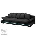 Bigsofa Rexburg Kunstleder/Strukturstoff - mit Schlaffunktion & LED - Schwarz