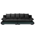 Bigsofa Rexburg Kunstleder/Strukturstoff - mit Schlaffunktion & LED - Schwarz