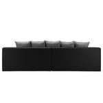 Grand canapé Rexburg Imitation cuir / Tissu structuré - Convertible et éclairage LED - Noir / Gris