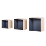 Etagère suspendue cubique Mika II Lot de 3 - Bouleau / Gris foncé