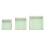 Etagère suspendue cubique Mika II Lot de 3 - Bouleau / Vert menthe