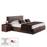 Boxspringbett Cyra Kunstleder Braun - 100 x 200cm - Bonellfederkernmatratze - H2