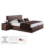 Boxspringbett Cyra Kunstleder Braun - 100 x 200cm - Kaltschaummatratze - H2