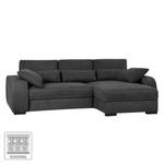 Boxspring-Ecksofa Comox Webstoff Dunkelgrau - Longchair davorstehend rechts