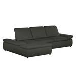 Boxspring-hoekbank Donhill II geweven stof - Antraciet - Longchair vooraanzicht links