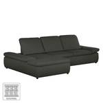 Boxspring Ecksofa Donhill II Webstoff Anthrazit - Longchair davorstehend links