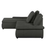 Boxspring Ecksofa Donhill II Webstoff Anthrazit - Longchair davorstehend links