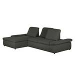 Boxspring Ecksofa Donhill II Webstoff Anthrazit - Longchair davorstehend links