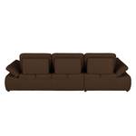 Boxspring Ecksofa Donhill II Webstoff Dunkelbraun - Longchair davorstehend links