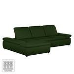 Boxspring-hoekbank Donhill II geweven stof - Groen - Longchair vooraanzicht links