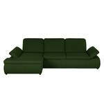 Boxspring-hoekbank Donhill II geweven stof - Groen - Longchair vooraanzicht links