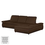 Boxspring Ecksofa Donhill II Webstoff Dunkelbraun - Longchair davorstehend rechts