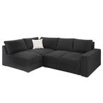 Boxspring-Ecksofa Esbjerg (mit Schlaffunktion / beidseitig montierbar) Microfaser - Schwarz