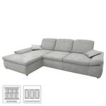 Boxspring Ecksofa Hills Flachgewebe Flachgewebe - Granit - Longchair davorstehend links