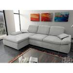 Boxspring Ecksofa Hills Flachgewebe Flachgewebe - Granit - Longchair davorstehend links