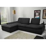 Boxspring Ecksofa Hills Flachgewebe Flachgewebe - Schwarz - Longchair davorstehend links