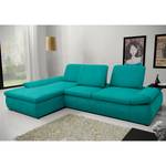 Boxspring-hoekbank Hills vlakweefsel - Turquoise - Longchair vooraanzicht links