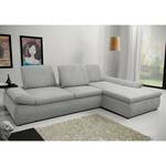 Boxspring Ecksofa Hills Flachgewebe Flachgewebe - Granit - Longchair davorstehend rechts