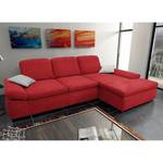 Boxspring Ecksofa Hills Flachgewebe Rot - Longchair davorstehend rechts