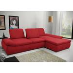 Boxspring Ecksofa Hills Flachgewebe Flachgewebe - Rot - Longchair davorstehend rechts