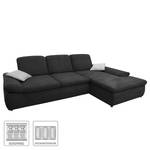 Boxspring Ecksofa Hills Flachgewebe Flachgewebe - Schwarz - Longchair davorstehend rechts