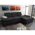 Boxspring Ecksofa Hills Flachgewebe Flachgewebe - Schwarz - Longchair davorstehend rechts