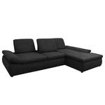 Boxspring Ecksofa Hills Flachgewebe Flachgewebe - Schwarz - Longchair davorstehend rechts