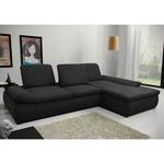 Boxspring Ecksofa Hills Flachgewebe Schwarz - Longchair davorstehend rechts