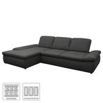 Boxspring Ecksofa Hills Webstoff Anthrazit - Longchair davorstehend links