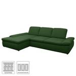 Boxspring Ecksofa Hills Webstoff Antikgrün - Longchair davorstehend links