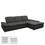 Boxspring Ecksofa Hills Webstoff Webstoff - Anthrazit - Longchair davorstehend rechts