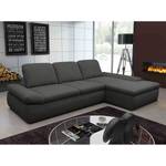 Boxspring Ecksofa Hills Webstoff Anthrazit - Longchair davorstehend rechts