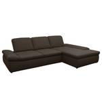 Boxspring Ecksofa Hills Webstoff Braun - Longchair davorstehend rechts