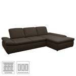 Boxspring Ecksofa Hills Webstoff Braun - Longchair davorstehend rechts