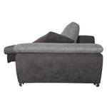 Boxspring-Ecksofa Langfort Flachgewebe Anthrazit / Steingrau - Longchair davorstehend links