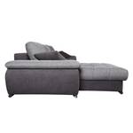 Boxspring-Ecksofa Langfort Flachgewebe Anthrazit / Steingrau - Longchair davorstehend links