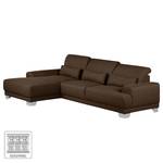 Boxspring-Ecksofa Paladine Webstoff Dunkelbraun - Longchair davorstehend links