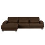 Boxspring-Ecksofa Paladine Webstoff Dunkelbraun - Longchair davorstehend links