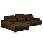 Boxspring-Ecksofa Paladine Webstoff Dunkelbraun - Longchair davorstehend links