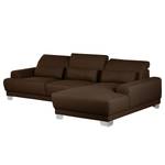 Boxspring-Ecksofa Paladine Webstoff Dunkelbraun - Longchair davorstehend rechts