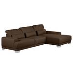 Boxspring-Ecksofa Paladine Webstoff Dunkelbraun - Longchair davorstehend rechts