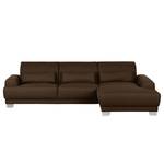 Boxspring-Ecksofa Paladine Webstoff Dunkelbraun - Longchair davorstehend rechts