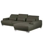 Boxspring-Ecksofa Paladine Webstoff Schlamm - Longchair davorstehend rechts