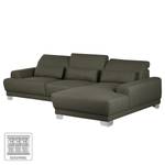 Boxspring-Ecksofa Paladine Webstoff Schlamm - Longchair davorstehend rechts