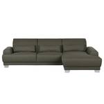 Boxspring-Ecksofa Paladine Webstoff Schlamm - Longchair davorstehend rechts