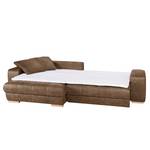 Boxspring -hoekbank Ratho antieke leerlook - nougatkleurig - Longchair vooraanzicht links