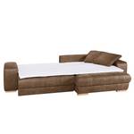 Boxspring -hoekbank Ratho antieke leerlook - nougatkleurig - Longchair vooraanzicht rechts