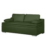 Canapé convertible boxspring Goodlow Tissu structuré - Tissu Polia: Vert vieilli - Avec fonction couchage